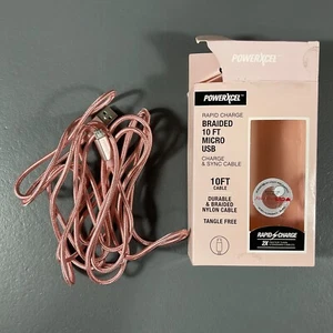 PowerXcel Rapid Charge Braided 10 Ft. Micro USB Charge & Sync Cable Tangle Free - Picture 1 of 24
