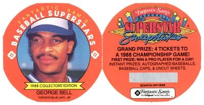1988 Fantastic Sam's Discs George Bell Toronto Blue Jays #7 - Image 1 of 2
