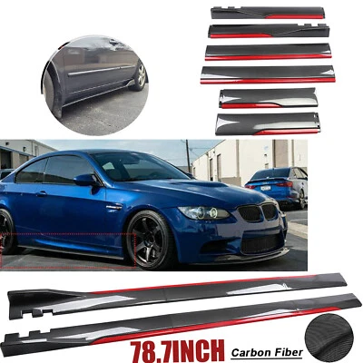 For F30 F80 M3 E90 E92 Carbon Fiber Look Side Skirt Extension Spoiler Splitter Q Foto 1 de 4