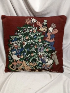 Two Vintage Disney Christmas Throw Pillow Donald Daisy Pluto Goofy - Picture 1 of 5