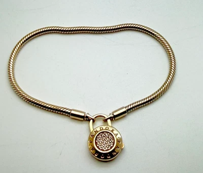 Original Pandora Pave` Padlock-Verschluss Armband  Silber Charms 19cm Gold Nr.6 - Bild 1 von 3