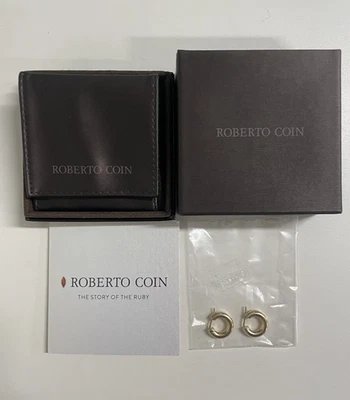 Pendiente aro redondo pequeño Roberto Coin oro amarillo 18k nuevo en caja SELLADO Foto 1 de 4