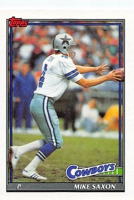 Mike Saxon 1991 Topps 354 Dallas Cowboys Football Card - Image 1 of 2