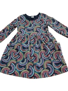 Hanna Anderson Long Sleeve Playground Dress W/Pockets Geo Rainbows Size 5 - Picture 1 of 5