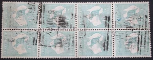 Australia 1916 One Shilling Kangaroo Die IIB block of eight SG 40b used - Picture 1 of 1