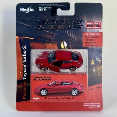 Iconos de velocidad MAISTO Porsche Taycan Turbo S 1:64 puertas de apertura de metal fundido a presión Foto 1 de 4