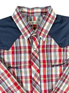Roper Western Button Up Shirt Mens 2XL Plaid Pearl Snap Embroidered Rodeo Cowboy - Picture 1 of 11