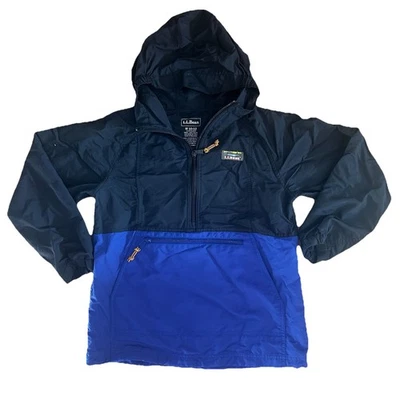 Chaqueta de lluvia ligera cortavientos LL Bean negra y azul para todas las estaciones - niños 10/12 Foto 1 de 4