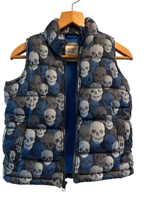 Chaleco Antiguo Azul Marino Niños Pequeño 6-7 Chaleco Abombado con Calaveras Bolsillos Azules Usado en Excelente Condición Cremallera Foto 1 de 4
