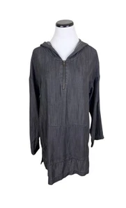 Soft Surroundings Nantucket Chambray Hooded Zip Front Pullover Top Gray Small - Bild 1 von 6