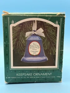 Vintage Hallmark - Mother Dad Porcelain Bell 1987 - Keepsake Ornament Holiday - Picture 1 of 5