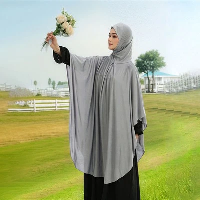 Mujeres Musulmanas Grande Khimar Kaftan Islámico Sobre la Cabeza Hijab Oración Blusa Top Burka Foto 1 de 4