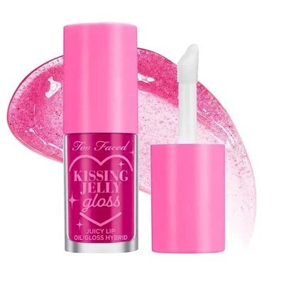 Too Faced Kissing Jelly Gloss Juicy Lip Oil/Gloss Hybrid ~Raspberry ~ 0.15oz NEW - Image 1 of 4