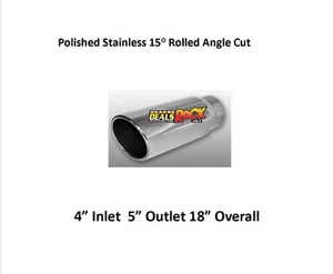 Brand New Polished Stainless Angle Cut Exhaust Tip 4" IN 5" Out 18" Long - Picture 1 of 1