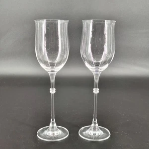 Mikasa Duet Crystal Water Wine Goblet Glass 9.75" Tall Lot of 2 - Picture 1 of 7