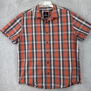 prAna Hemd Herren Große S/S Knopfleiste Tasche Grau Orange Kariert Bio Baumwolle - Bild 1 von 7