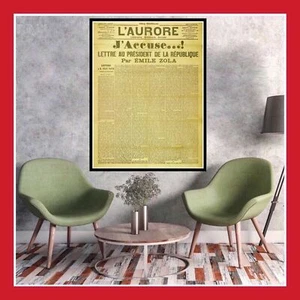 REPRO TOILE COTON JOURNAL POSTER PHOTO J’ACCUSE ÉMILE ZOLA L’AURORE DREYFUS 1898 - Imagen 1 de 2