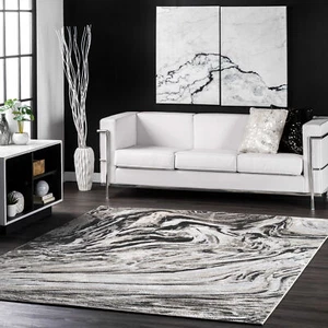 nuLOOM Drea Marble Abstract Area Rug in Grey Modern/Contemporary Abstract Design - Picture 1 of 7
