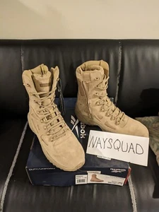 Reebok Mens Desert Tan Suede Tactical Boots Rapid Response RB Side Zip 11.5 M - Picture 1 of 3