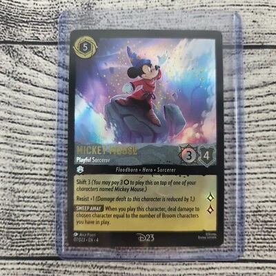 Lorcana D23 Expo 2024 Disney MICKEY MOUSE PLAYFUL SORCERER Promo Card - Image 1 of 2