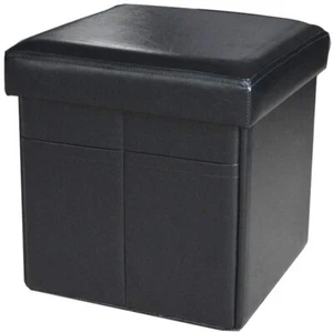 Faux Leather Storage Ottoman Bench Footrest Stool Ottoman Bench 15"X15"X15" - Picture 1 of 5