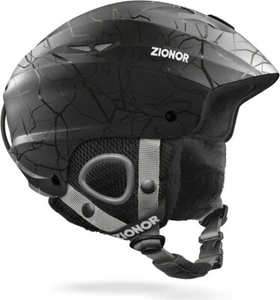ZIONOR Lagopus H1 Ski Snowboard Helmet Adult Sz Large w/Bag Black "Crack Design" - Picture 1 of 24