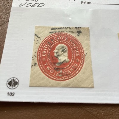 SCOTT #U358 USED 1899 CARMINE 2¢ WASHINGTON CUT SQUARE US Choice Of 1 - Image 1 of 2