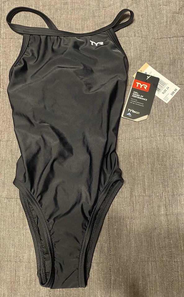 TYR Tyreco Youth Solid Diamondback Diamondfit Swim Suit Black Size 24 - Image 1 of 4