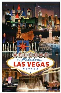 Willkommen in Fabulous Las Vegas Nevada, Hotels & Casinos Montage - moderne Postkarte - Bild 1 von 2