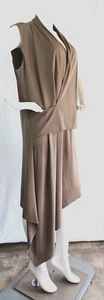 COS Brown Taupe Sleeveless Surplice Asymmetrical Hem Rayon Blend Jersey Dress M - Picture 1 of 7