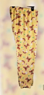 Victoria Women's Loungewear Pants Teddy Bear & Rainbow Drawstring Elastic Large - Image 1 of 4