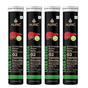 Auric Liver Detox Effervescent Fizzy Water 20 tablets (Pack of 4) New Packs - Picture 1 of 9