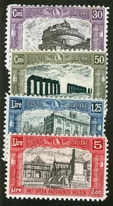 Italia Sc B30-B33 Multicolor 1928 p11 Original Goma Ligeramente Bisagras Set Semipostal - Imagen 1 de 1