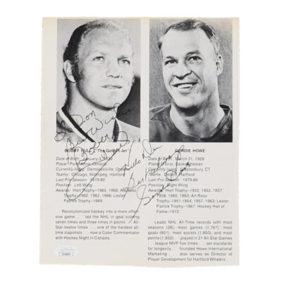 Bobby Hull, Gordie Howe & Phil Esposito Auto Magazine Page Personalized JSA COA - Image 1 of 2