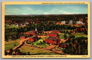 Postcard Baltimore MD c1935 Aerial View John Hopkins University Homewood Linen - Bild 1 von 2