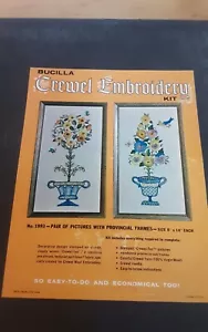 Vintage MCM Crewel Embroidery Kit Birds Bees Butterflies - Picture 1 of 9