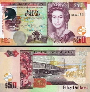 Belize 50 Dollars 2021, UNC, P-70, QEII - Picture 1 of 3
