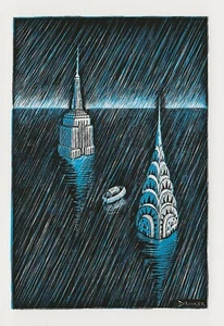 Postcard Eric Drooker "New York Flood" Empire State Bldg Chrysler Bldg MINT - Picture 1 of 1