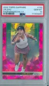 Lin Zhu 2024 Topps Chrome Sapphire Padparadscha Pink Refractor #1/1 PSA 10 - Picture 1 of 2