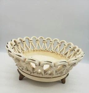 Fratelli Fanciullacci Pottery Italy Majolica Woven Braided Footed Bowl Vintage - Picture 1 of 8