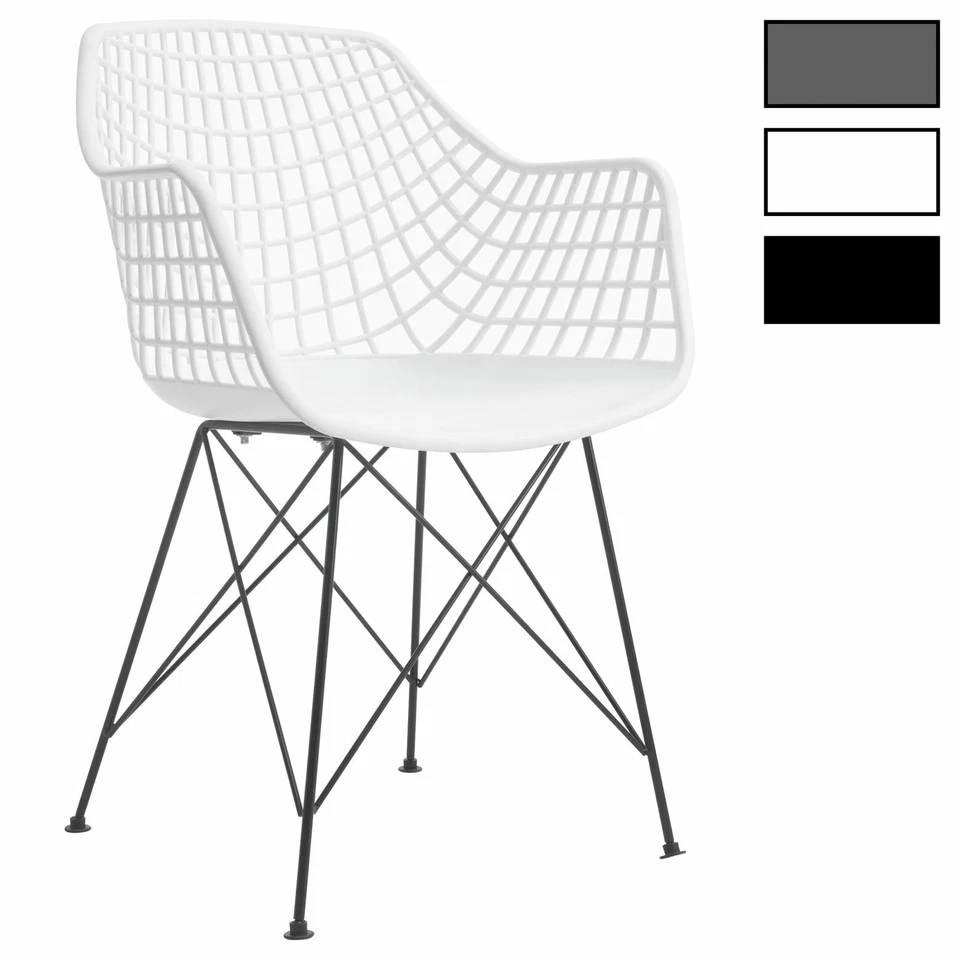 Lot de 4 chaises salle à manger cuisine coque plastique avec pieds croisé métal - Photo 1/1