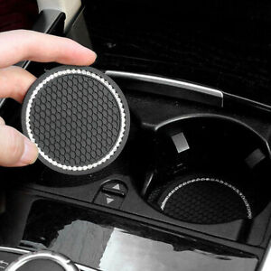 Black Carbon Fiber Car Dashboard Water Non-Slip Mat Cup Slot Accessories Coaster