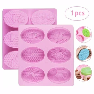 6-Cavity Homemade Making Honey Bee Chocolate Cake Soap Mold Silicone Tray DIY - Picture 1 of 10