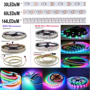 WS2812B 5V 5050 RGB LED Strip 1-5M 30 60 144 150 300 Leds Individual Addressable - Picture 1 of 40