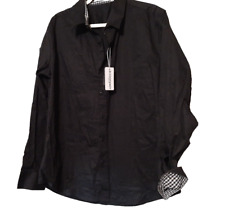 COOFANDY Long Sleeve Dress Shirt Plaid Collar Casual Button Down Black  Lg
