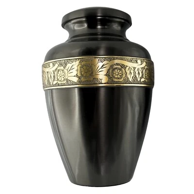 Urn for Ashes Large Adult I Human Cremation Urn Brass Dark Metal Grey Urn - Image 1 of 4