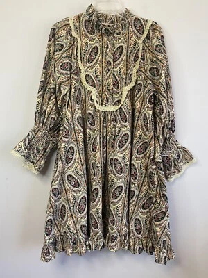 Vestido recto de pana cachemira byTiMo con volantes cuello alto cabaña pradera talla pequeña Foto 1 de 4