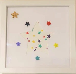 Weißer Rahmen weiße Halterung Design Sterne von Laura Ann Karten - Bild 1 von 1