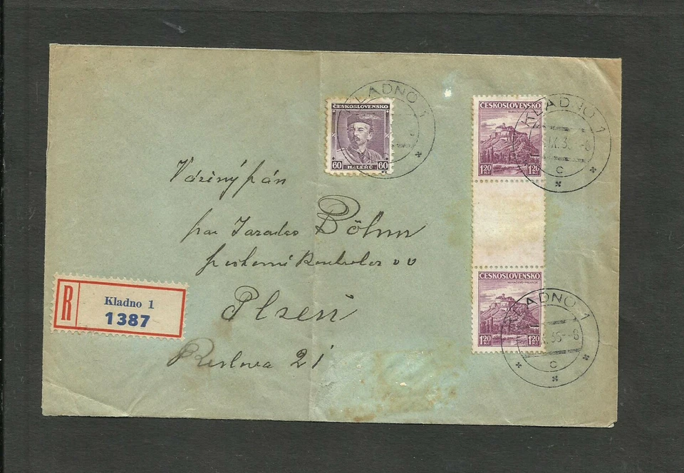 CZECHOSLOVAKIA, 1935, COVER TO PLAVEN, KLADNO CANCEL, VERY NICE! - Image 1 of 1