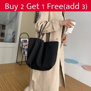 Trendy Fresh Style Canvas Buet Bag For Women Spacious Nylon Tote Bag In White - Picture 1 of 9